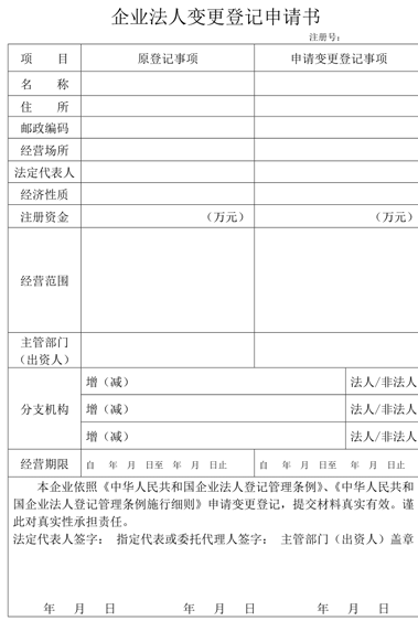 法人变更申请表，公司法人变更申请表找我要登报网