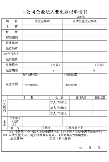 企业法人变更登记表找我要登报网